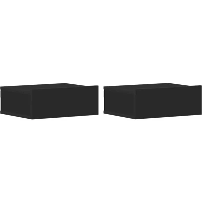 Image of vidaXL Floating Nightstands 2 pcs Black 40x30x15 cm Engineered Wood