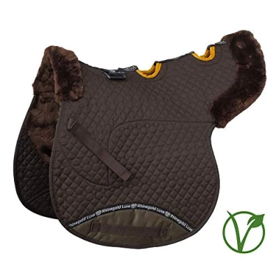 Image of Rhinegold Unisex&#039;s 453 P BRN/BRN Luxe Fur Vented Numnah, Brown/Brown, Pony