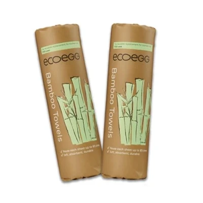 Image of 2 x Ecoegg Bamboo Kitchen Towels/Reusable Eco Friendly Alternative to Paper/Super Absorbent / 40 Sheets 3600 uses