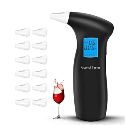 Image of RUTIDA Breathalyzer &amp; Alcohol Tester with 12 Mouthpieces, Professional Breathalysers Portable Breath LCD Display Digital Fast, High Accuracy