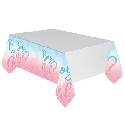 Image of Amscan 9911335 The Big Gender Reveal Party Paper Table Cover 1.8m x 1.2m