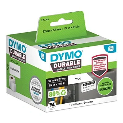 Image of DYMO LW Durable Industrial Labels for LabelWriter Label Printers, White Poly, 57 x 32 mm, Roll of 800 (1933084)