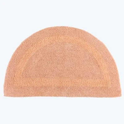 Image of HOMESCAPES Half Round Bath Mat, Luxury 1600gsm Extra Soft 100% Cotton, Reversible Bathroom Mats Non Slip, Washable, Super Absorbent, Quick Dry, Peach Semi Circle Rug, 50 x 80 cm