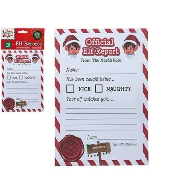 Image of Christmas Elf Corner Reports A5 Official Report from Card The North Pole, Great fun for children Pack of 25