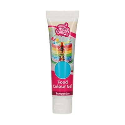 Image of FunCakes Food Colour Gel Turquoise: Highly Concentrated Colouring for Batter, Cream, Fondant, Marzipan, Dough. Single Drips to Create Vibrant Colours. Halal. 30 g.