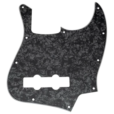 Image of Musiclily 10 Hole J Bass Pickguard for Fender American/Mexican Made Standard Jazz Bass, 4Ply Black Pearl