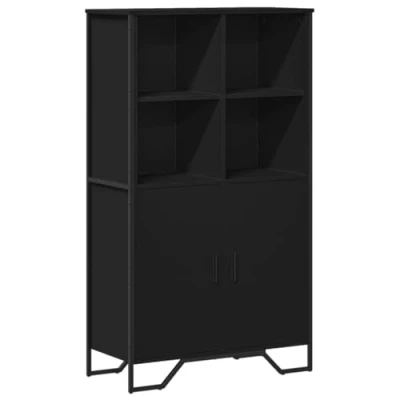 Image of vidaXL Highboard/Sideboard Storage Cabinet Cupboard Black Engineered Wood, Ample Storage, Versatile for Living Room/Office/Hallway 79.5x35.5x137.5 cm