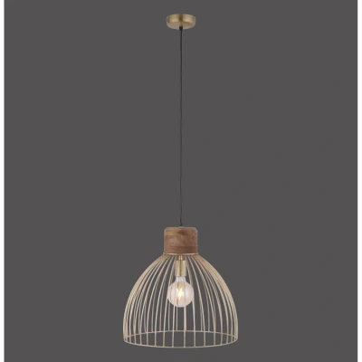 Image of JUST LIGHT. Pendant light Alami mango wood brass matt 3 bulb.