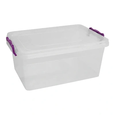 Image of Set Of Two Plastic Storage Box Boxes Lid Handles Food Container Home Kitchen Office UK (5L)