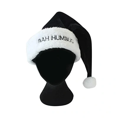 Image of Deluxe Black Bah Humbug Christmas Santa Hat Party Fancy Dress Father Xmas Cap Adult by Concept4u