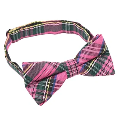 Image of DQT Mens Tartan Plaid Casual Formal Adjustable Pre Tied Bow Tie Pink