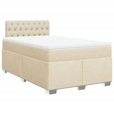 Image of vidaXL Box Spring Bed with Mattress Cream 120x200 cm Fabric