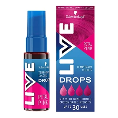 Image of Schwarzkopf LIVE Colour Drops Petal Pink Semi Permanent Hair Dye, 30ml, for that Lasts 2 12 Washes, Dye