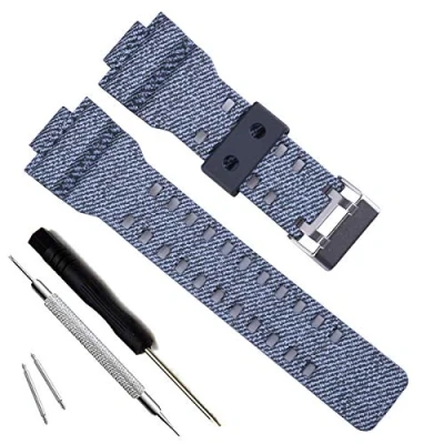 Image of My Time OliBoPo Natural Resin Replacement Watch Band Strap for Casio Mens G Shock GD120/GA 100/GA 110/GA 100C (Cross Pattern White)