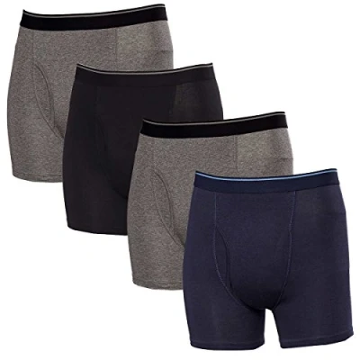 Image of Kirkland Signature Men&#039;s Boxer Brief Pima Cotton 4 Pack, Blue/Gray, Medium