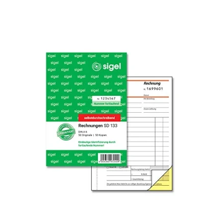 Image of SIGEL SD133 Invoices Sequentially Numbered A6 2 x 50 Sheets Carbonless Copying