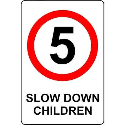 Image of 5mph Slow Down Children Safety Sign Self Adhesive Sticker (200mm x 150mm)