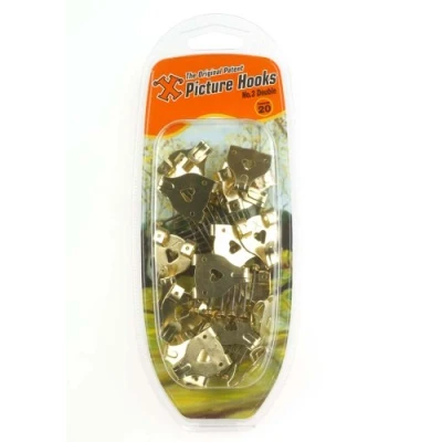 Image of X Picture Hooks No.3 Brass Plated 20 Pack Blister 12888