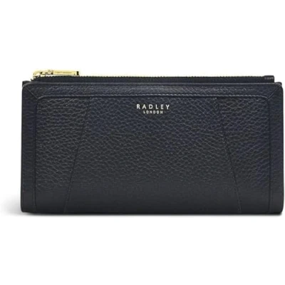 Image of Radley Large Leather Matinee Purse Wallet Wood Street in Black