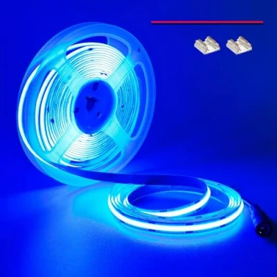 Image of TOPAI 12V COB LED Strip Light Blue 5M Dotless 480LED/M High Density Self Adhesive Tape NO Waterproof IP20 Flexible Cuttable for Cabinet Home DIY Lighting Projects