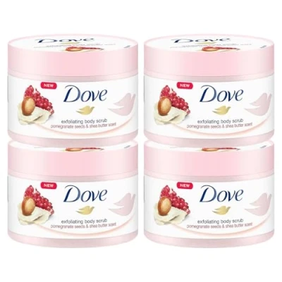 Image of Dove Cream Shower Gel Peeling Pomegranate &amp; Shea Butter, Pack of 4 (4 x 225 ml)