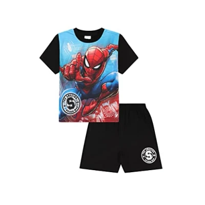 Image of Spiderman Boys Marvel Short Cotton Pyjama Set W23 (6 7 Years) Blue