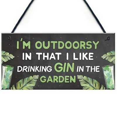 Image of RED OCEAN Funny Gin Gift For Home Bar Hanging Garden Shed Plaque Pub Sign Alcohol