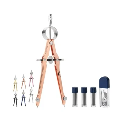 Image of Mr. Pen Professional Compass for Geometry, Rose Gold with Extra Leads, Metal Lock, Drawing Compass, Geometry Math Drawing, Drafting Tools