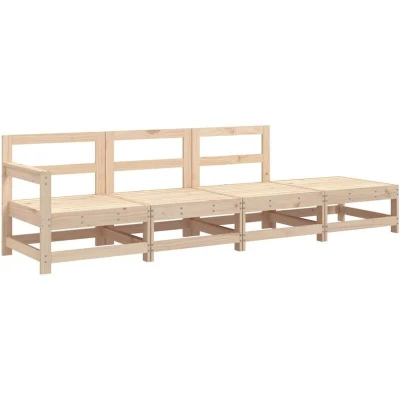Image of vidaXL 4 Piece Garden Lounge Set Solid Wood Pine