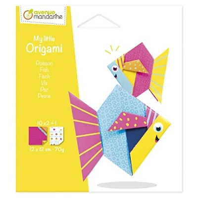 Image of Avenue Mandarine Ref OR510C My Little Origami Make a Fish 70gsm Paper, 20 Sheets, 2 Designs, Folding Instructions to Animal Model, Suitable for Ages 5+