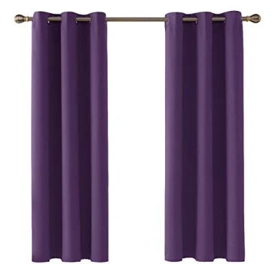 Image of Deconovo Super Soft Blackout Curtains Thermal Insulated Eyelet for Baby Nursery Purple Grape W42 x L63 Inch One Pair
