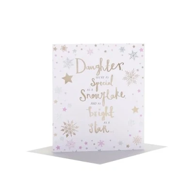 Image of UK Greetings Christmas Card for Daughter Snowflakes Design