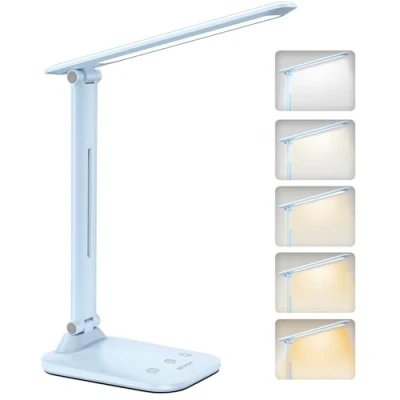 Image of BICKON Desk Lamp, 5 Colour &amp; 15% 100% Adjustable Brightness Dimmable LED Lamp for Study, Eye Caring Light USB Powered, Auto Timer Table Desk, Office, Reading, Bedroom, Gifts