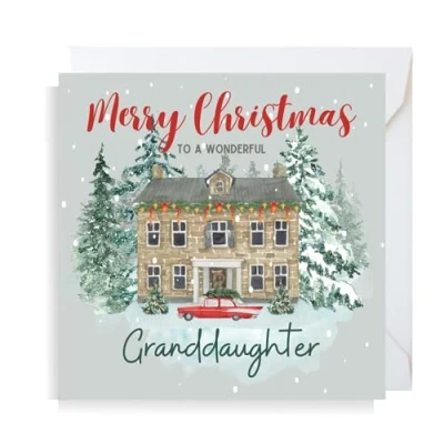 Image of Second Ave Granddaughter Christmas House Square Xmas Holiday Festive Greetings Card