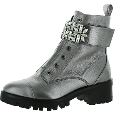 Image of Karl Lagerfeld Paris Women&#039;s Pippa Combat Boot, Silver, 5.5 UK