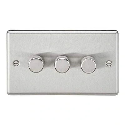 Image of KnightsBridge 3G 2 way 10 200W (5 150W LED) trailing Edge dimmer Rounded Brushed Chrome