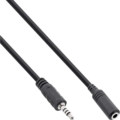 Image of InLine Tesa 99308G Jack Adaptor Cable 4 Pin 2.5 mm Male to 3.5 Female 5 m Black