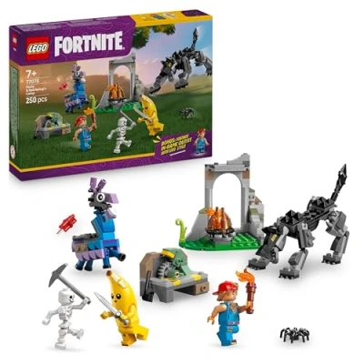 Image of LEGO Fortnite Peely &amp; Sparkplug’s Camp Toy incl. Wolf Supply Llama Figures plus a Campfire 3 Minifigures Gift for 7+ Year Old Boys, Girls Gaming Fans 77075