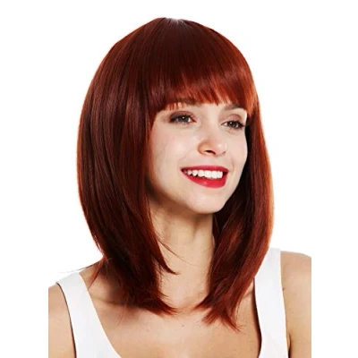 Image of wig ME UP 0530 10 350 women&#039;s quality short shoulder length sleek voluminous layered fringe copper red