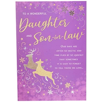 Image of Piccadilly Greetings Classic Christmas Card Daughter &amp; Son in Law 9 x 6 inches Regal Publishing, Multicoloured, C85387