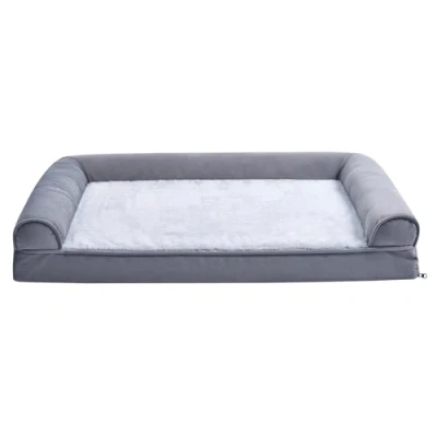 Image of Amazon Basics Foam Living Room Couch Dog Pet Bed with Removable Cover, Grey, 91 x 69 17 cm (L W H)