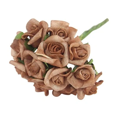 Image of Bundles of 12 Mini Foam Rose Bunches! Bulk Wholesale Artificial Flowers Craft[Cappuccino,1 Bunch]
