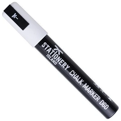 Image of STATIONERY ISLAND Chalk Pen White, Marker for Blackboard, Erasable Liquid Pen, Wipeable Chalkboard, Window, Glass and Mirror (6mm Chisel Nib, 1pc)
