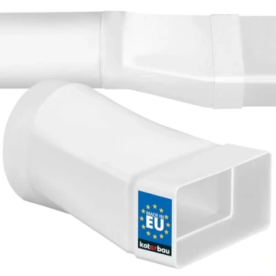 Image of KOTARBAU® Rectangular Pipe Connector 60 x 120 mm for Round Diameter 100 Plastic Adapter Exhaust Duct Reducer Ventilation Systems White Flat to Transition