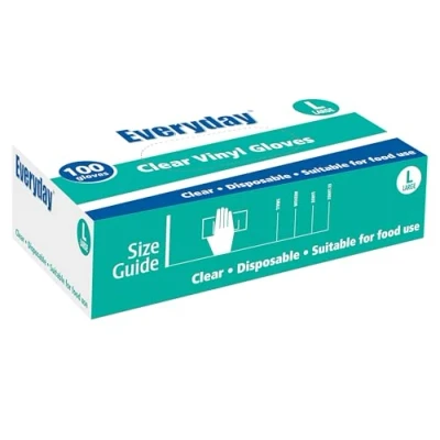 Image of Everyday Clear Vinyl Gloves, Powder Free, Large, 100 Gloves