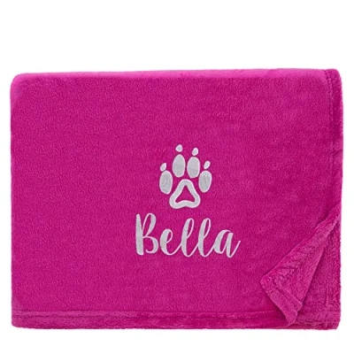 Image of aztex Personalised Dog Bed Blanket/Throw, 140cm x 180cm, Snuggle Touch Pink