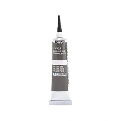 Image of PEBEO 772037 37 ml Vitrail Stained Glass Effect Cerne Relief Tube with Nozzle, Imitation Lead , Black