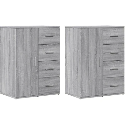 Image of vidaXL Sideboards 2 pcs Grey Sonoma 59x39x80 cm Engineered Wood