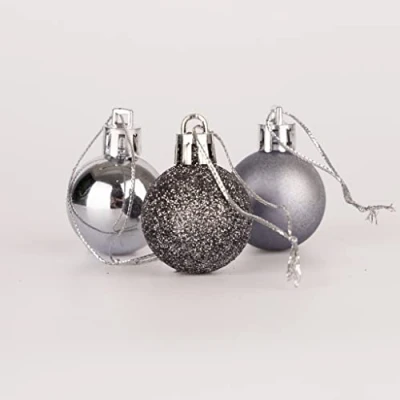 Image of 30mm/24Pcs Christmas Baubles Shatterproof Dark Grey, Tree Decorations Ball Ornaments Balls Xmas Hanging Holiday Decor Shiny,Matte,Glitter