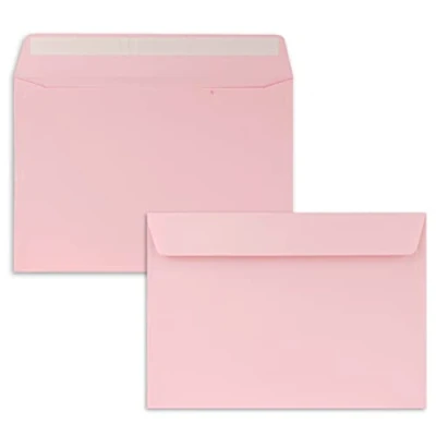 Image of 50x envelopes DIN C5 pink 16.2 x 22.9 cm self adhesive elegant for large invitations and cards birthdays or weddings